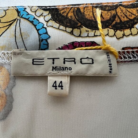 Etro Milano Paisley Floral Sheath Midi Dress Ivory Multicolor Size Medium - Picture 8 of 16